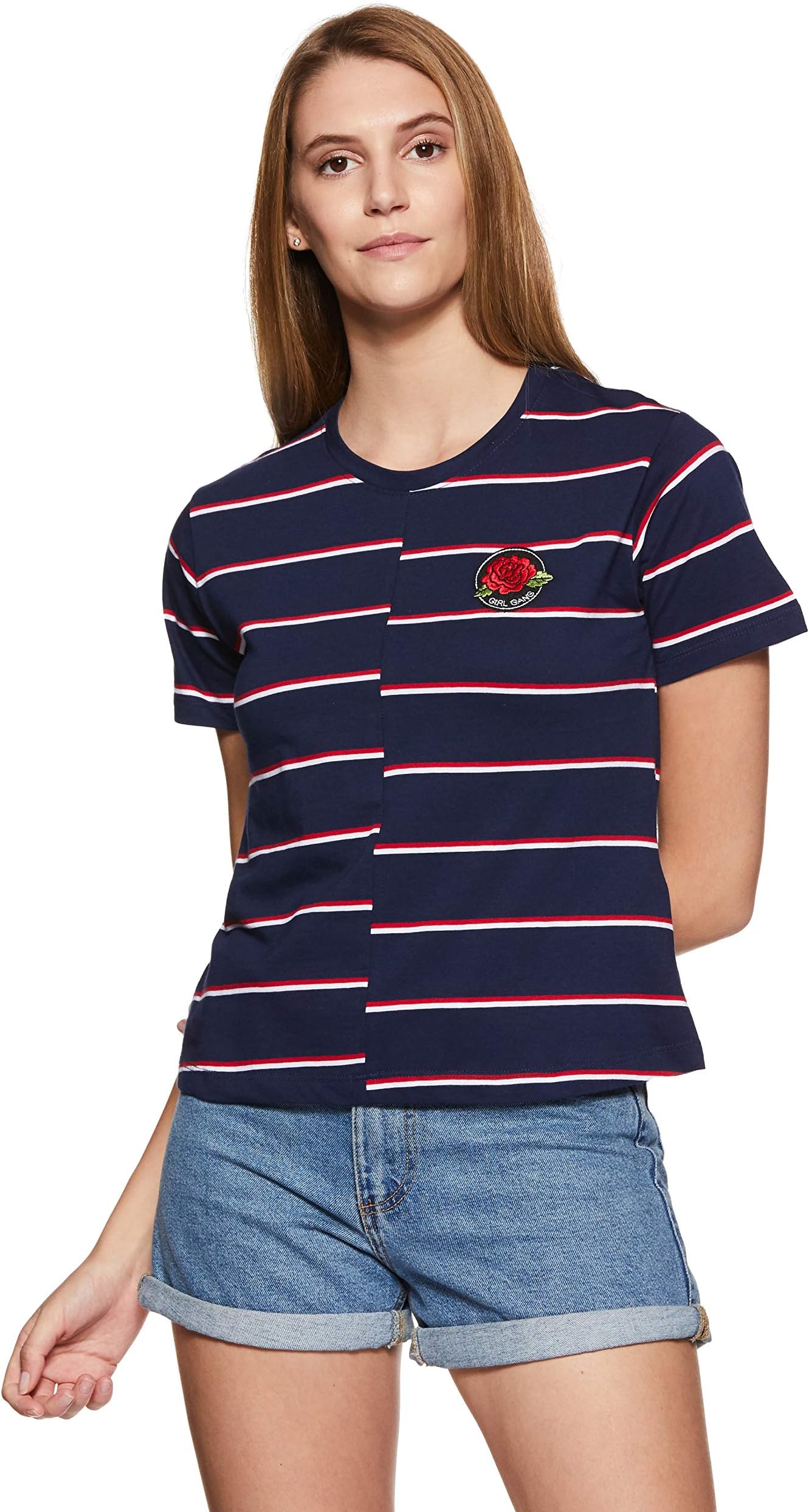 Ladies Uneven Stripe Tee U417 Women's Striped Regular Fit T-Shirt