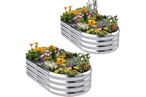 Jebosam 2 Pack Raised Garden Bed Kit,4x2x1ft Galvanized Raised Garden Bed Outdoor for Vegetables Flowers,Large Garden Raised Beds,Metal Planter Box,Planter Raised Beds for Gardening