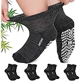 CaiDieNu Non Slip Diabetic Ankle Socks: Bamboo Viscose Non Binding Hospital Socks with Grip for Women Men Elderly Edema