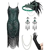 YESSA Women's Flapper Dresses 1920s,Great Gatsby Dresses Sequin Fringe Cocktail Dress Roaring 20s Dress for Harlem Nights