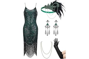 YESSA Women's Flapper Dresses 1920s,Great Gatsby Dresses Sequin Fringe Cocktail Dress Roaring 20s Dress for Harlem Nights