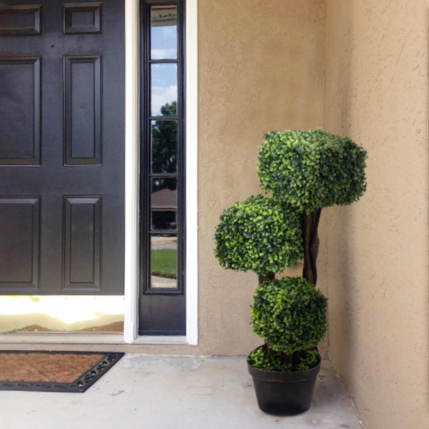 Artificial Square Shape Boxwood Topiary Tree Fake Plant for Home Indoor and Outdoor Decoration (Type 1) (Shape 1) -