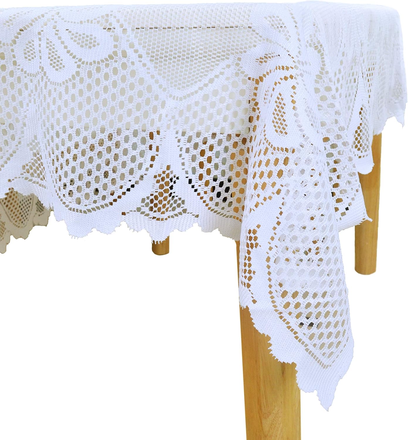 GEFEII White Lace Tablecloth Rectangular Crochet Linen