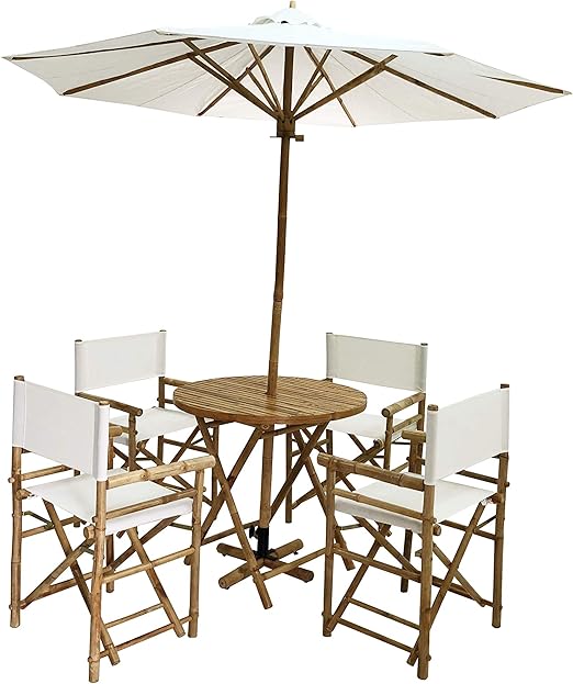Amazon Com Statra Bamboo Patio Set White Kitchen Dining