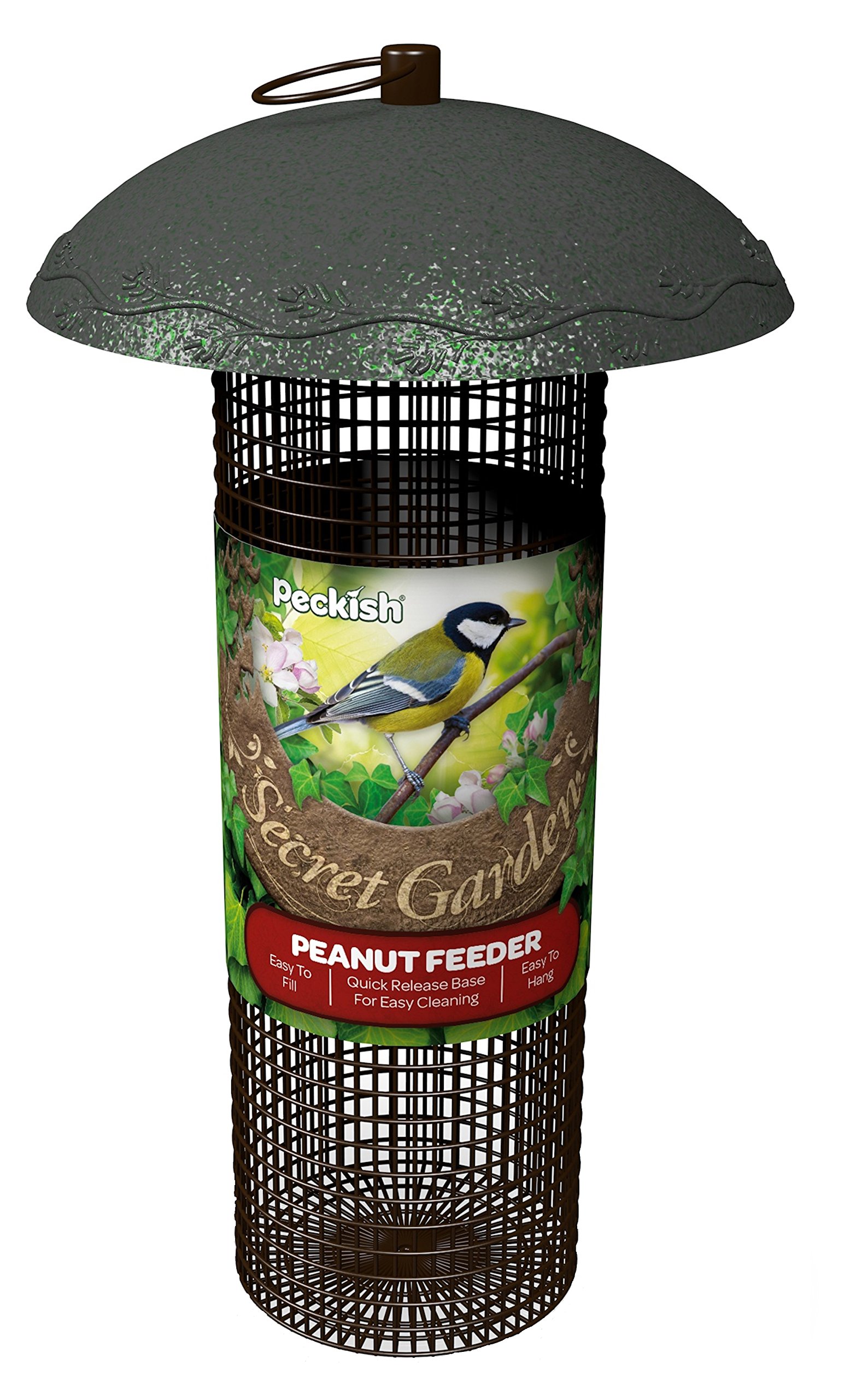 Peckish 60051220 Secret Garden Peanut Bird Feeder, Green, 14 x 14 x 25 cm