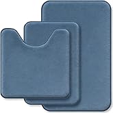 RUN HELIX Bathroom Rugs Sets 3 Piece, Soft Absorbent Memory Foam Bath Mats Set, Dry Fast Bath Mat, Machine Washable Bath Rug Set for Bathroom （Misty Blue）