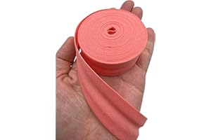 PEPPERLONELY 5 Yards 25mm (1 Inch) 100% Cotton Single Fold Bias Type Bias Binding for Sewing and Hemming Ribbon - Coral