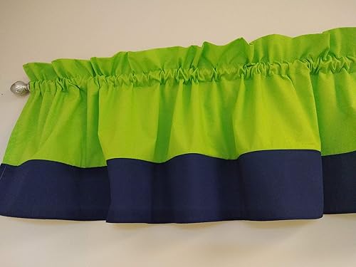 Amazon Com Lime Green And Navy Blue Solid Color Valance Curtain