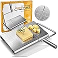 COCOBOSS Wire Cheese Slicer for Block Cheese Heavy Duty, Multifunctional Adjustable Cheese Cutter with 15 Replacement Wires - Stainless Steel Precise Scale