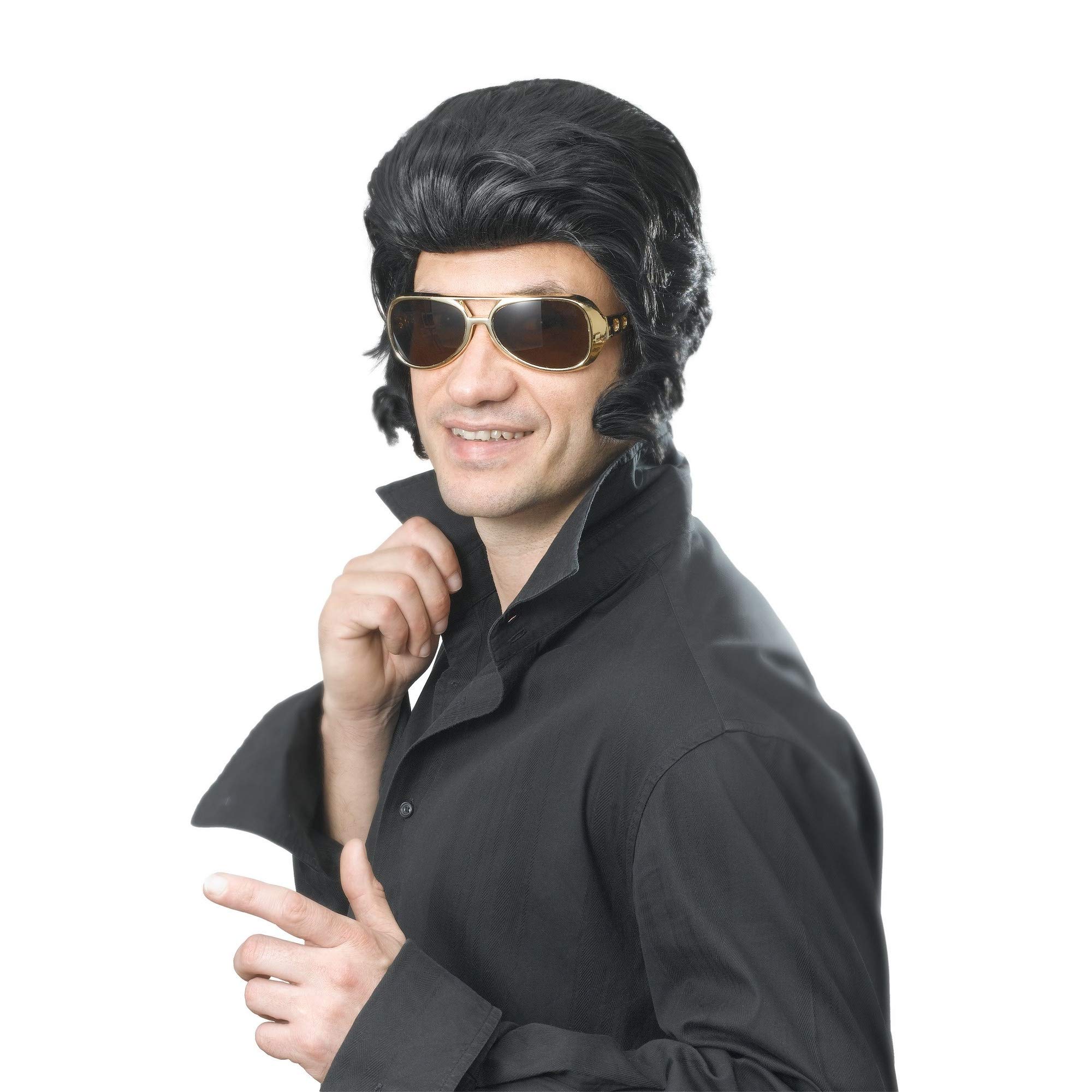 Bristol Novelty BW580 Rock Star Wig and Sideburns | For Men | Black Big, One Size Halloween