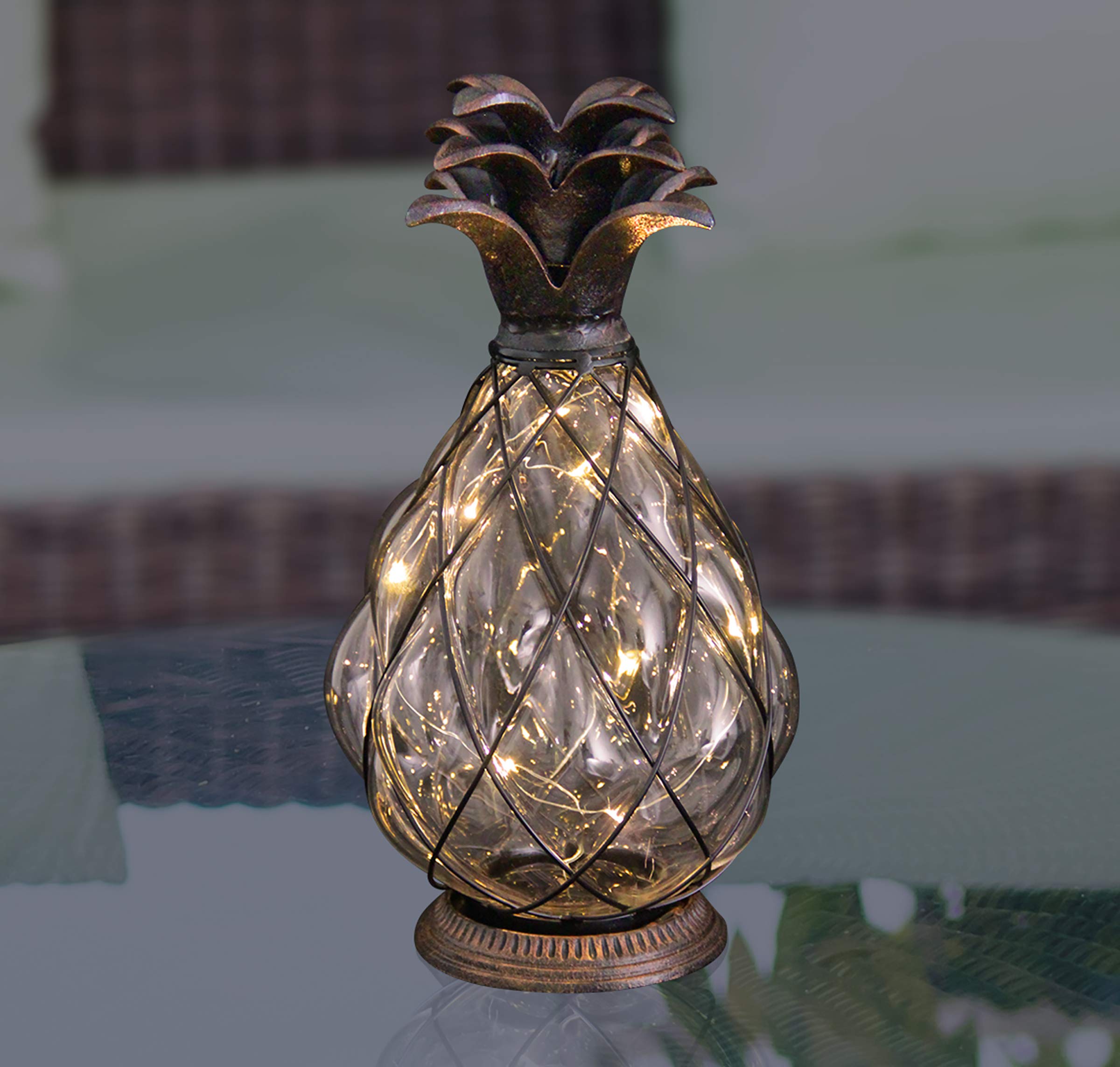 Pineapple Solar Lantern LED Metal Lantern Exhart Pineapple Cast Iron
