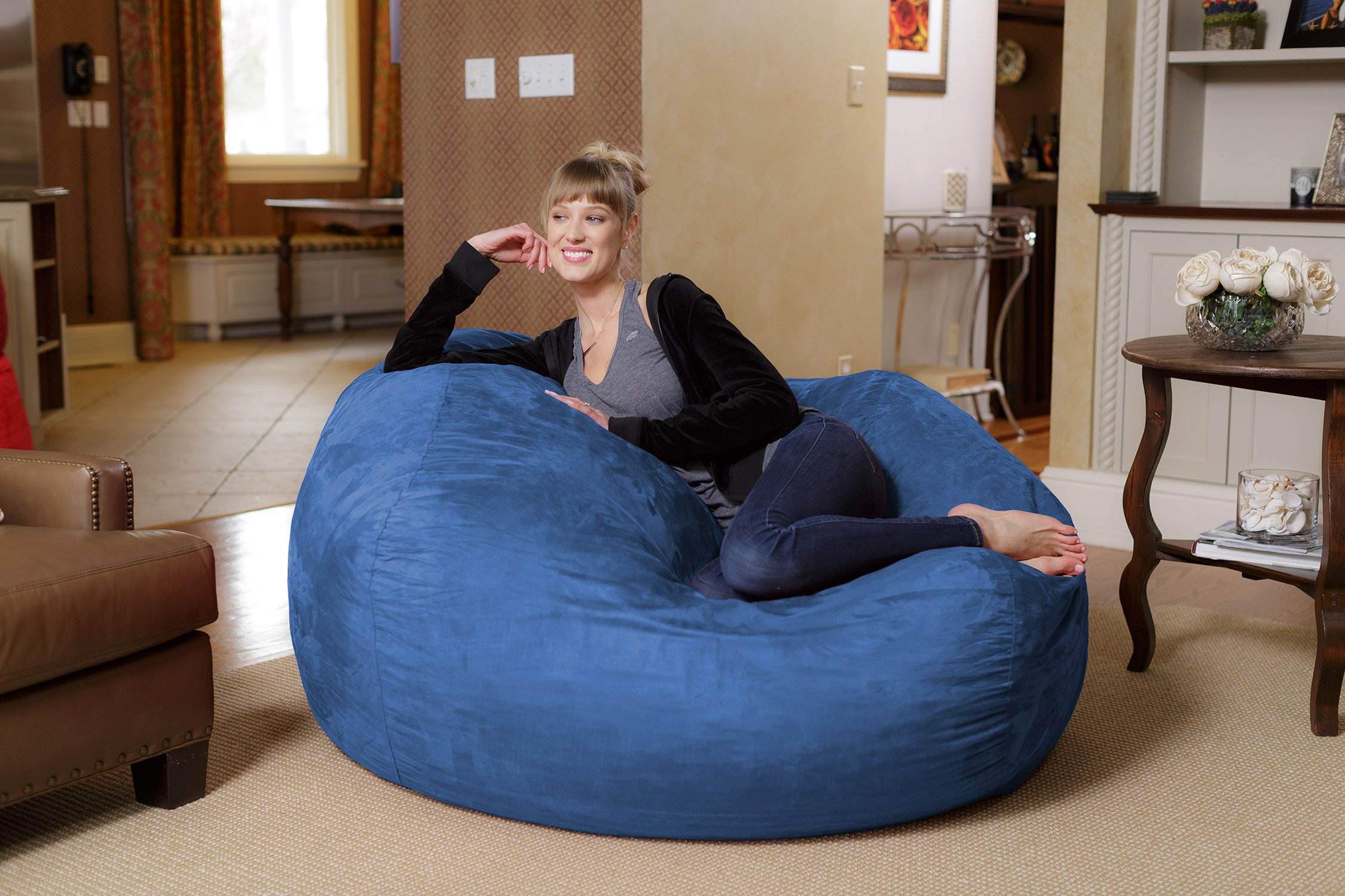 Chill Sack Bean Bag Chair Huge 5' Memory Foam Furniture Bag and Large