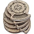 SMONEX Wood Coasters Set of 5 - Drink Holder Ideal as DND Accessories - Perfect Gifts for Dungeon Masters and D&D Fans - Gray Dice Coasters