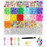 Luwanio Bracelet Making Kit - Pony, Clay, Smiley & Letter Beads for Friendship & Kandi Bracelets - DIY Crafts for Girls Age 6-12