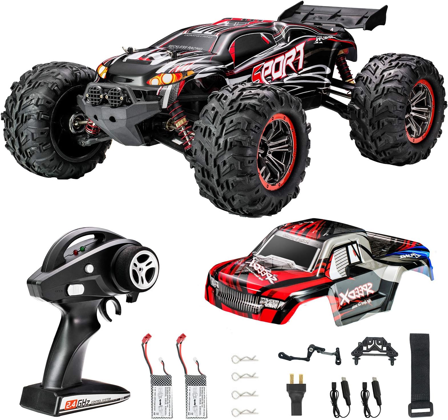 FLYHAL X04 PRO Remote Control Car RC Car 52km/h 32MPH 1:10 Scale 4WD Off-Road Rc Car for Adults and Kids Replaceable Car Shell 2.4 GHz Truck (2 Batteries)