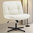 DUMOS Criss Cross Chair Legged Office Wide Comfy Desk Seat, No Wheels Armless Computer Task Seating, Swivel Vanity Home Height Adjustable