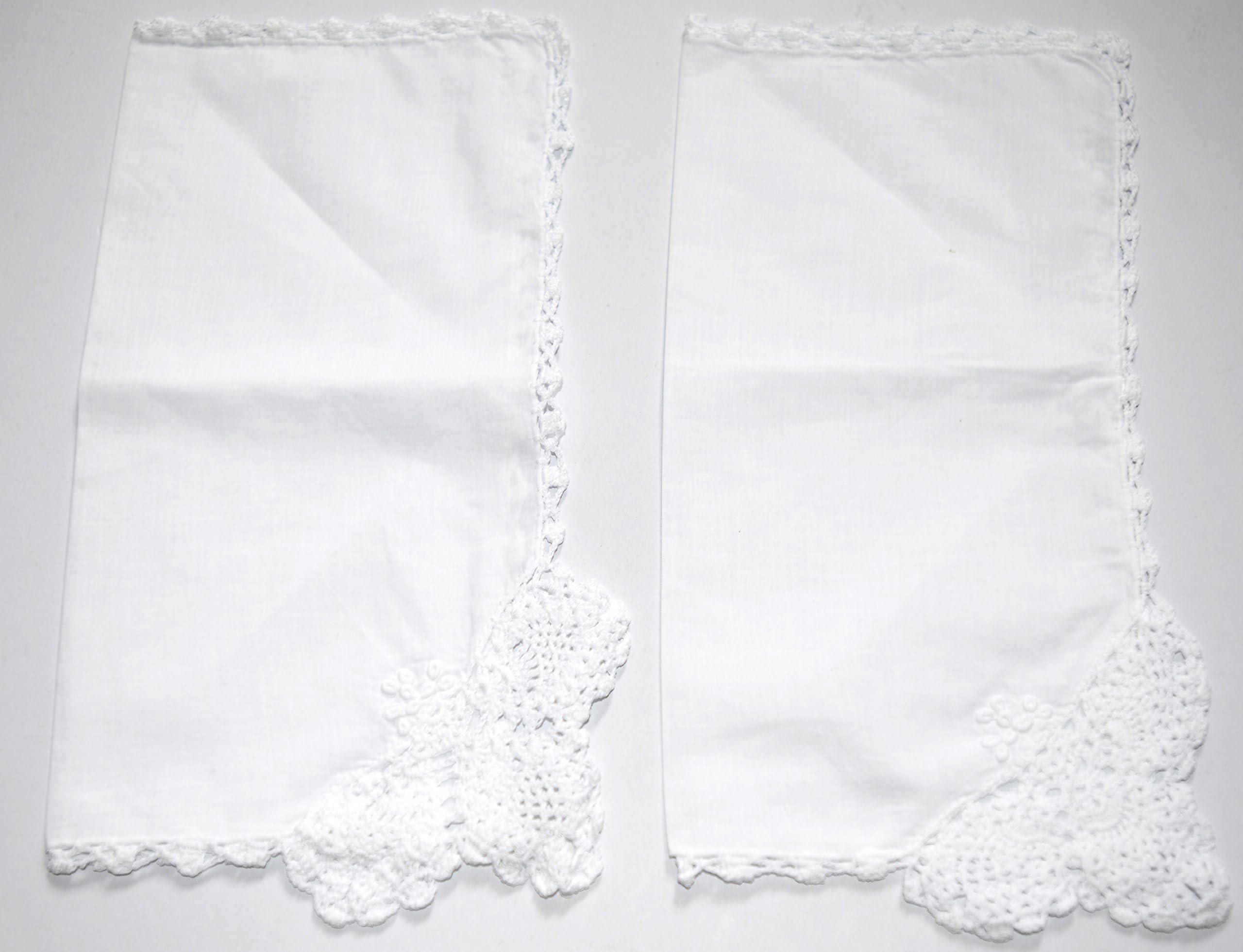 Ladies Handkerchiefs 2 Crochet Edge Classic Wedding Handkerchiefs Pack White