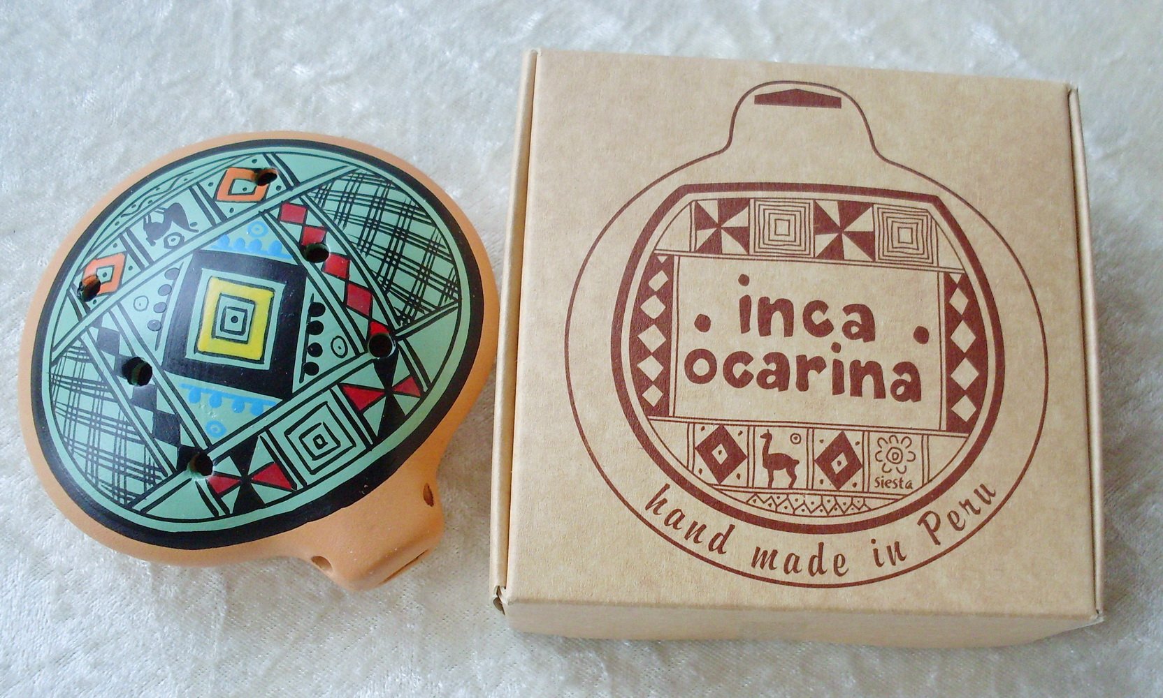 SC Peruvian Traditional Inca Ocarina Flute, B Flat, Pale Green