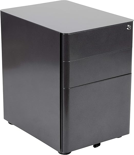 Amazon Com Flash Furniture Modern 3 Drawer Mobile Locking Filing Cabinet With Anti Tilt Mechanism And Hanging Drawer For Legal Letter Files Black Furniture Decor