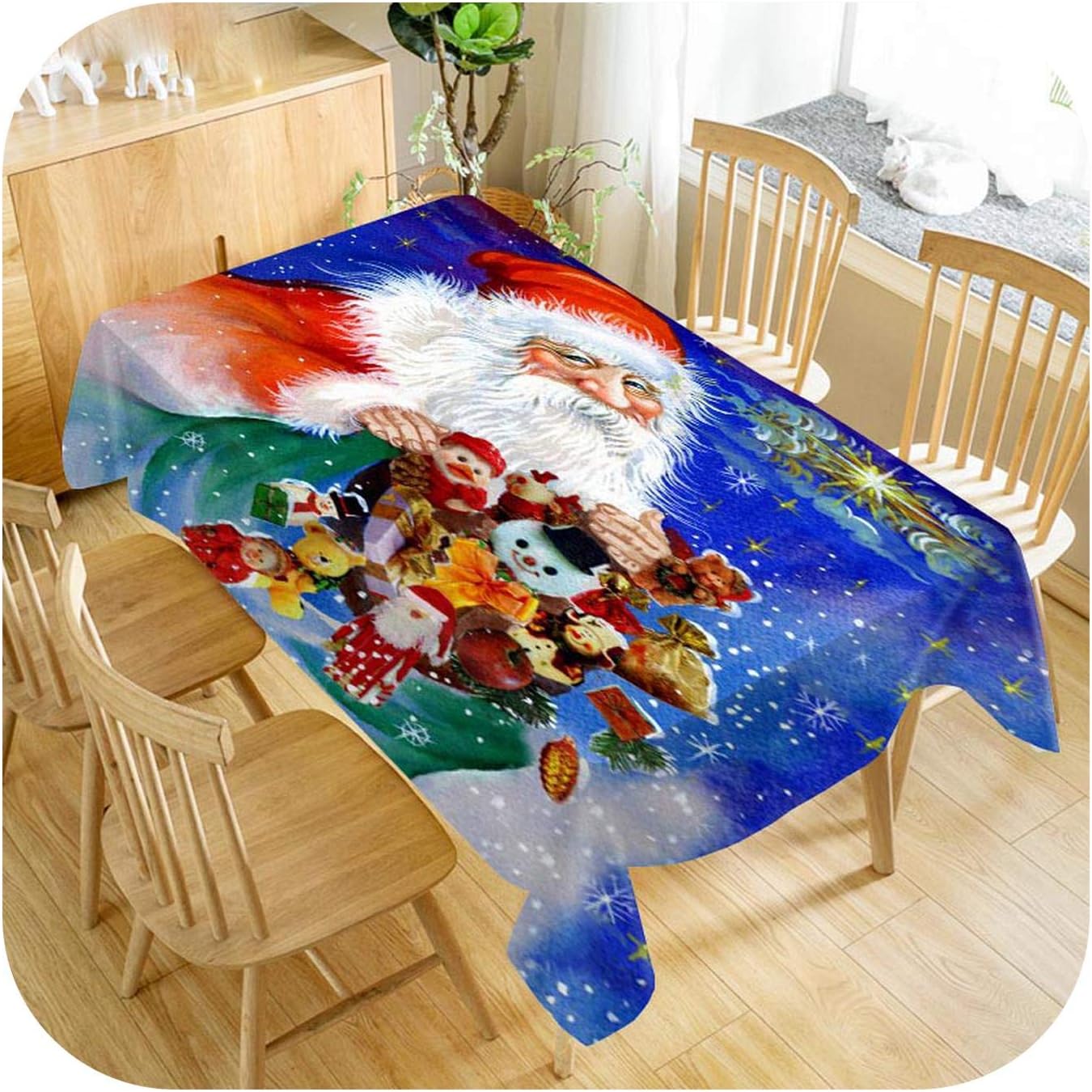 LovelyStar Custom Merry Christmas Table Cloth Waterproof Oxford Fabric Rectangular Tablecloth