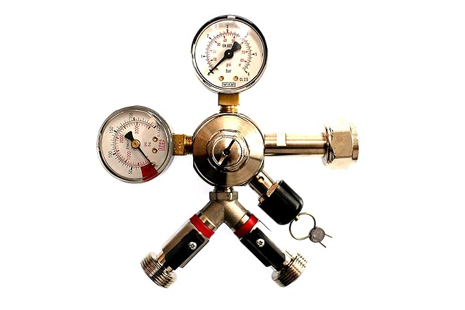 Druckminderer 2 leitig für Co2 Kohlensäure Bier zapfen 2 Anschlüsse Leitungen