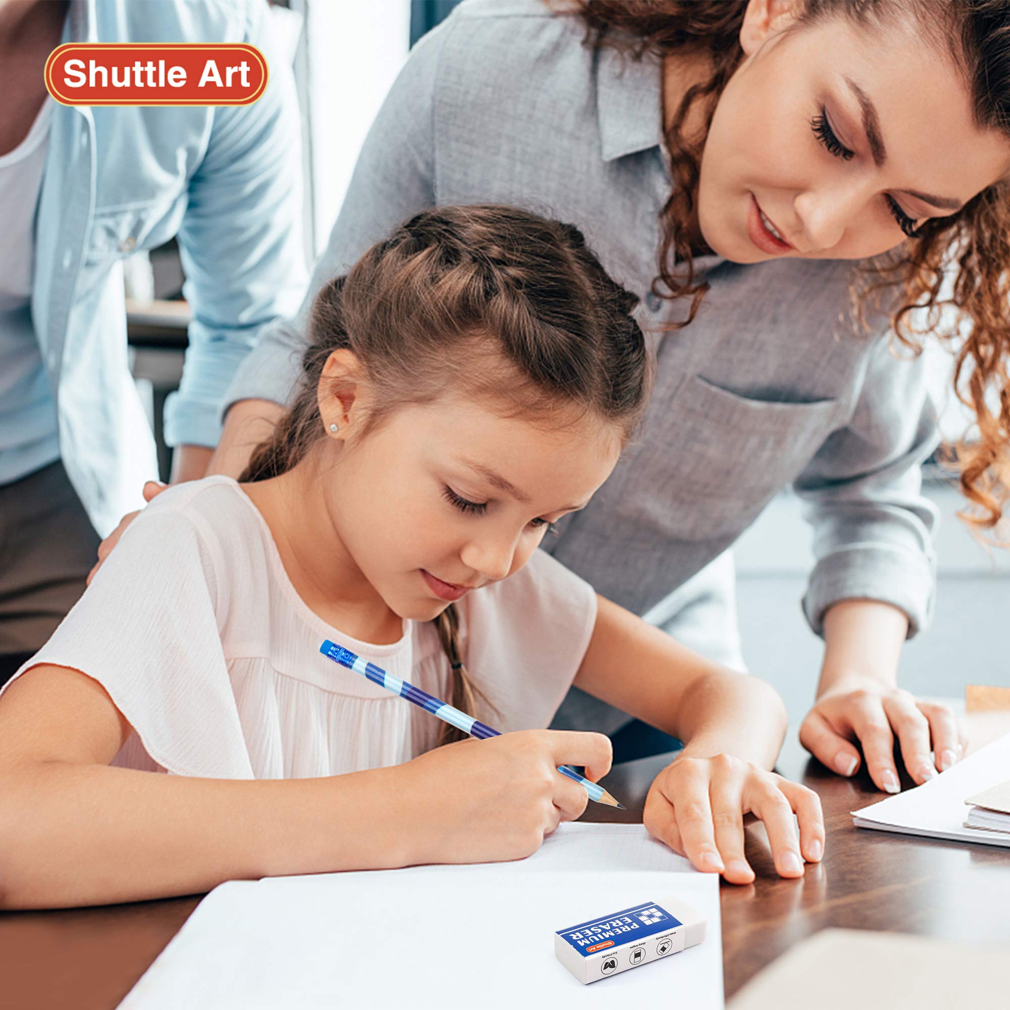 Erasers, Shuttle Art 72 Pack Premium Erasers Bulk, White Eraser Classroom Set for Kids Teachers as School and Office Supplies