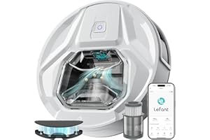 Lefant M320 Robot Vacuum with Mop Combo, 6500Pa Powerful Suction, 210 Mins Runtime, Slim, 800ml Visible Dustbin, Carpet Detection, Alexa Voice Control, Ideal for Hard Floor and Pet Hair, White