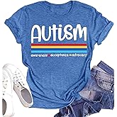 Autism Acceptance Shirt for Women I Believe in a Spectrum of Possibilities Tee Top Be Kind Short Sleeve