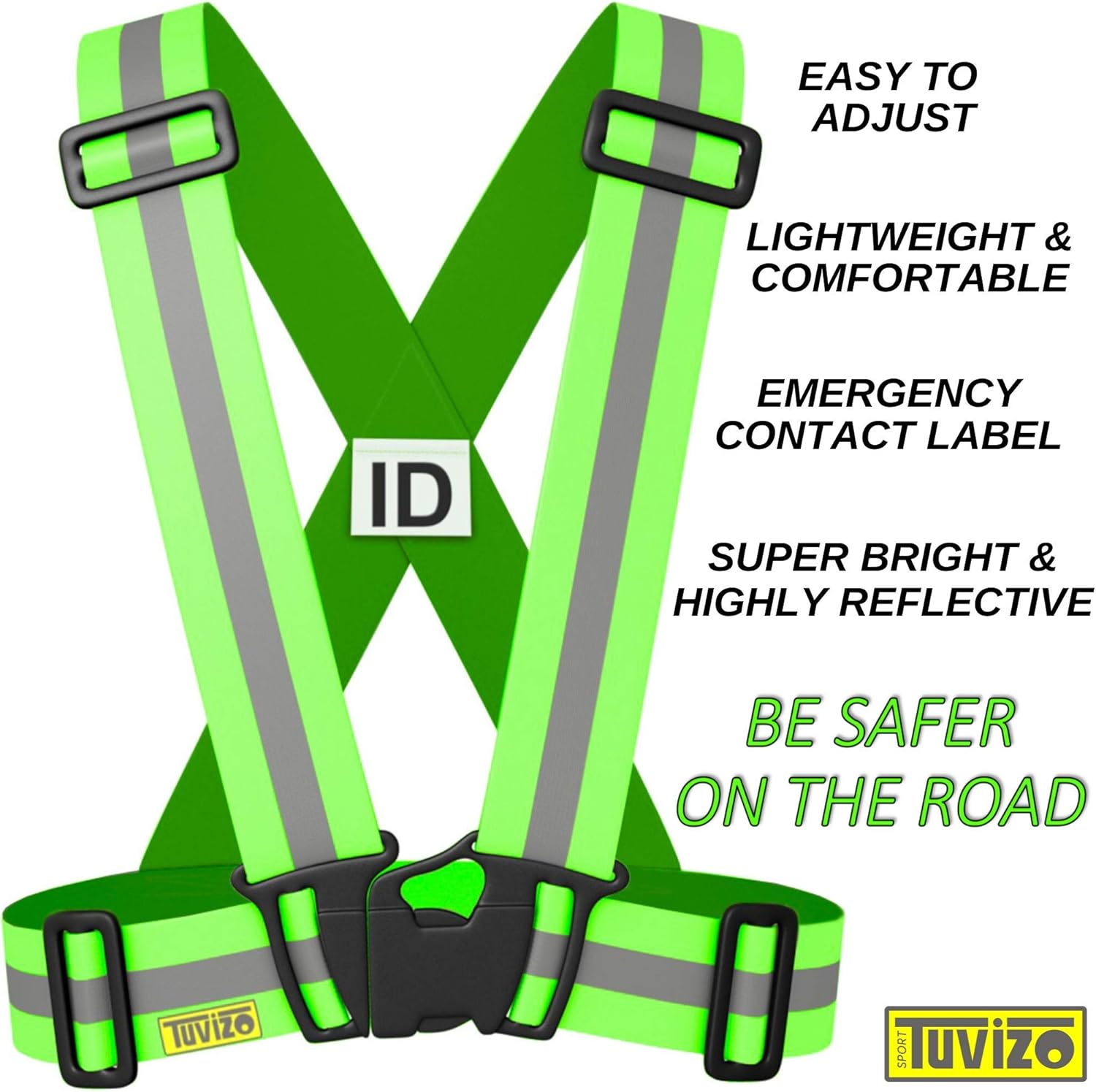 Tuvizo Reflective Vest for Running or Cycling - Comfortable Reflective Gear for High Visibility and Safety : Sports & Outdoors