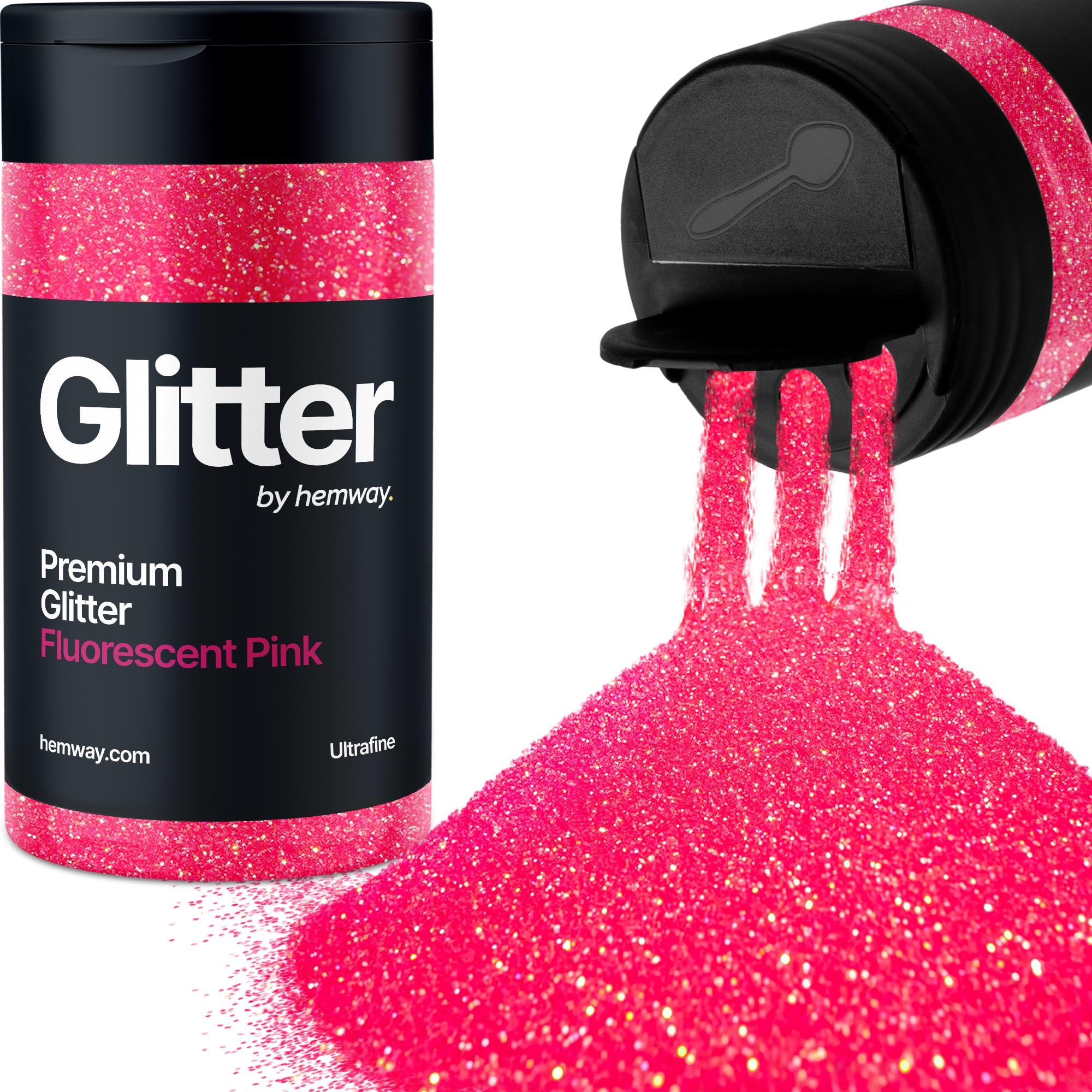 Fluorescent Pink Glitter Shaker, 130g Ultrafine Glitter, Crafts 1/128" Metallic Flake Pink Sequins, Resin & Epoxy Crafts, Decorating, Halloween, Christmas Nail, Face, Hemway