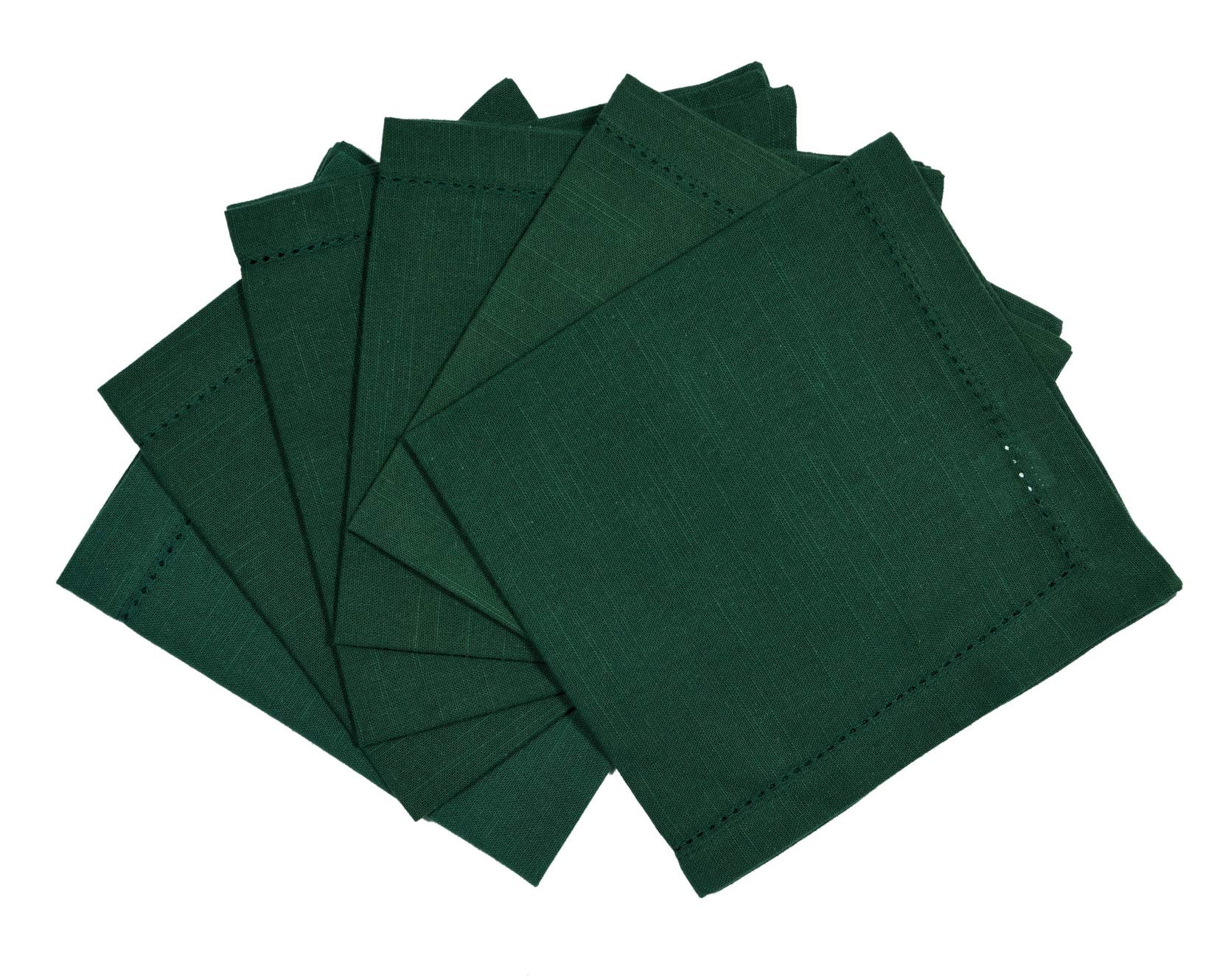 Penguin Home Hemstitched Pure Cotton Washable and Reusable Oversized Kitchen Cloth Napkins 6 Pack, Cloth Napkins for Table Dining, Events, Parties, Lunch - 50 x 50 cm, Solid Green, Set of 6 (GSM 190)