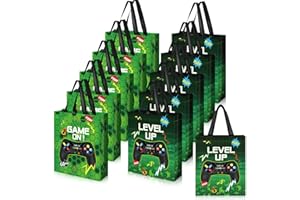 Sweetude 30 Pcs Video Game Gift Bag with Handle Game Party Supplies Reusable Gaming Non Goody Bag, 2 Styles