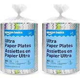 Amazon Basics Ultra Paper Plates, 6.87 Inch, Disposable, 600 Count (2 Pack of 300) (Previously Encore), Packaging May Vary