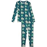 Kickee Pants Unisex Printed Long Sleeve Pajama Set (Toddler/Little Big Kids), Peacock Yeti