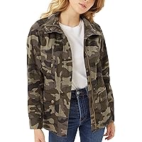 FASHION BOOMY Women's Zip Up Safari Military Anorak Jacket with Hood Drawstring - Regular and Plus Sizes