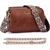 LOVEVOOK Crossbody Bags for Women with 2Pcs Adjustable Strap, Leather Small Purses with RFID Blocking Slots, Shoulder Handbag
