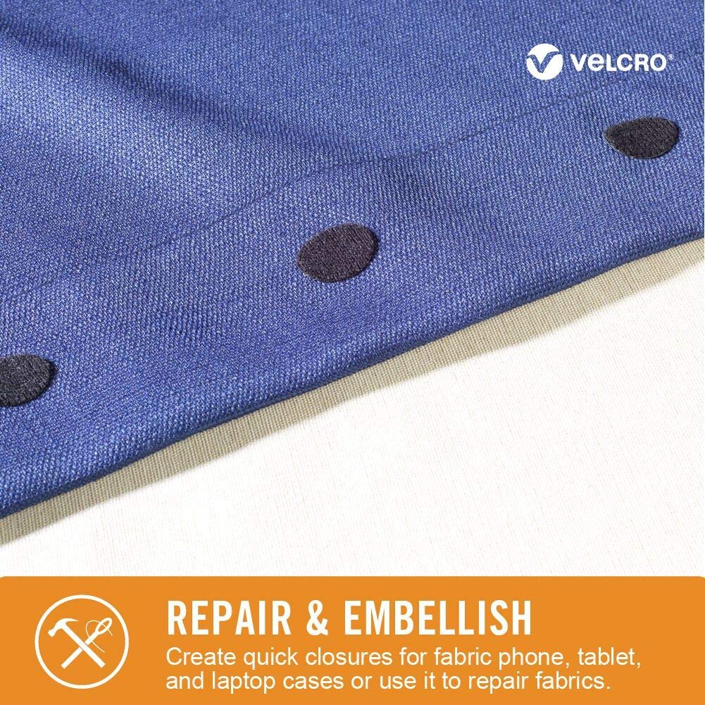 VELCRO Brand for Fabrics | Permanent Sticky Back Fabric Tape for Alterations and Hemming | Peel and Stick - No Sewing, Gluing, or Ironing | Pre-Cut Ovals, 1 x 3/4 inch, Black - 8 Sets,91879