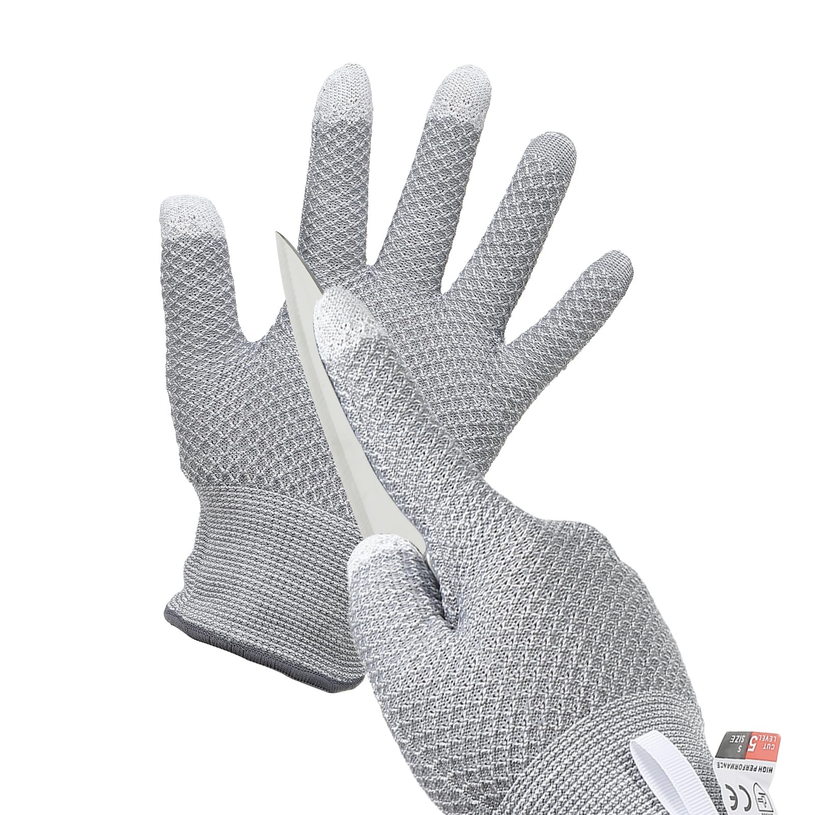 PATIKIL Cut Resistant Gloves, Touchscreen Level 5 Protection Cutting Gloves Anti Cut Kitchen Work Glove for Mandolin Slicing Oyster Shucking Whittling Wood Carving, Gray, Small