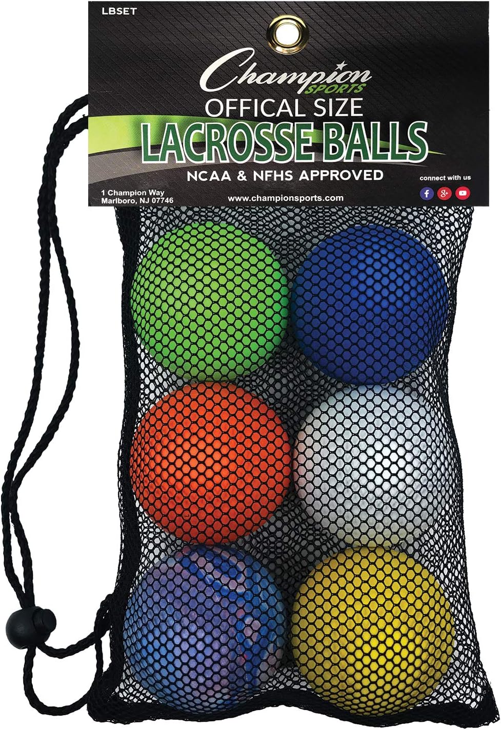 Champion Sports LBSET Colored Lacrosse Balls - NCAA, NFHS and SEI Certified - Assorted, 6 Pack : Lax Balls : Sports & Outdoors