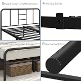 Yaheetech Black Metal Double Bed Frame 4ft6 with Curved Headboard view 4