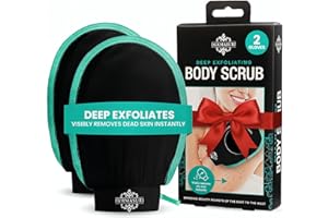 Dermasuri - Deep Exfoliating Glove - Polishing Mitt Body Scrubber - Korean Skin Cleaner Exfoliator - Dead Skin Buffing Treatment - Gifts for Women & Men - Keratosis Pilaris Scrub Remover - (2 Pack)