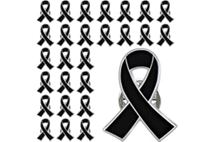 joixy 25/50/100/200 pieces Black Ribbon Pins Melanoma Skin Cancer Awareness Pins Black Enamel Ribbon Brooch Pin Badges Funeral Memorial Pins Bulk
