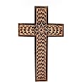 Samhita Mango Wood Wall Cross, Jesus Christ Floral Carving Family Cross Decor,Home Decoration (10" x 6" x 0.5")