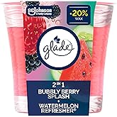 Glade 2-in-1 Scented Candle, Bubbly Berry Splash + Watermelon Refresher, 1-Wick Candle, Air Freshener Infused with Essential 