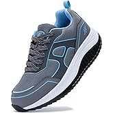 GyeBea Womens Wide Walking Shoes Arch Support Plantar Fasciitis Shoes Wide Orthotic Athletic Tennis Sneakers Greyblue Size 11