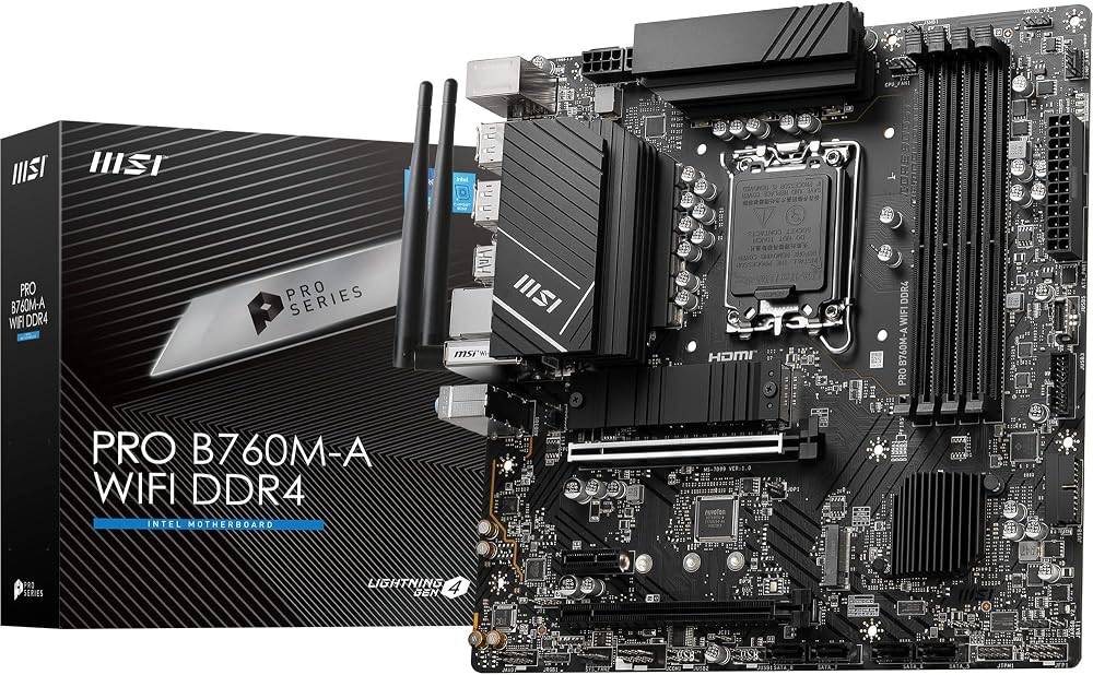 MSI PRO B760M-A WIFI DDR4 Motherboard Micro-ATX LGA 1700 Intel 14th 13th 12th