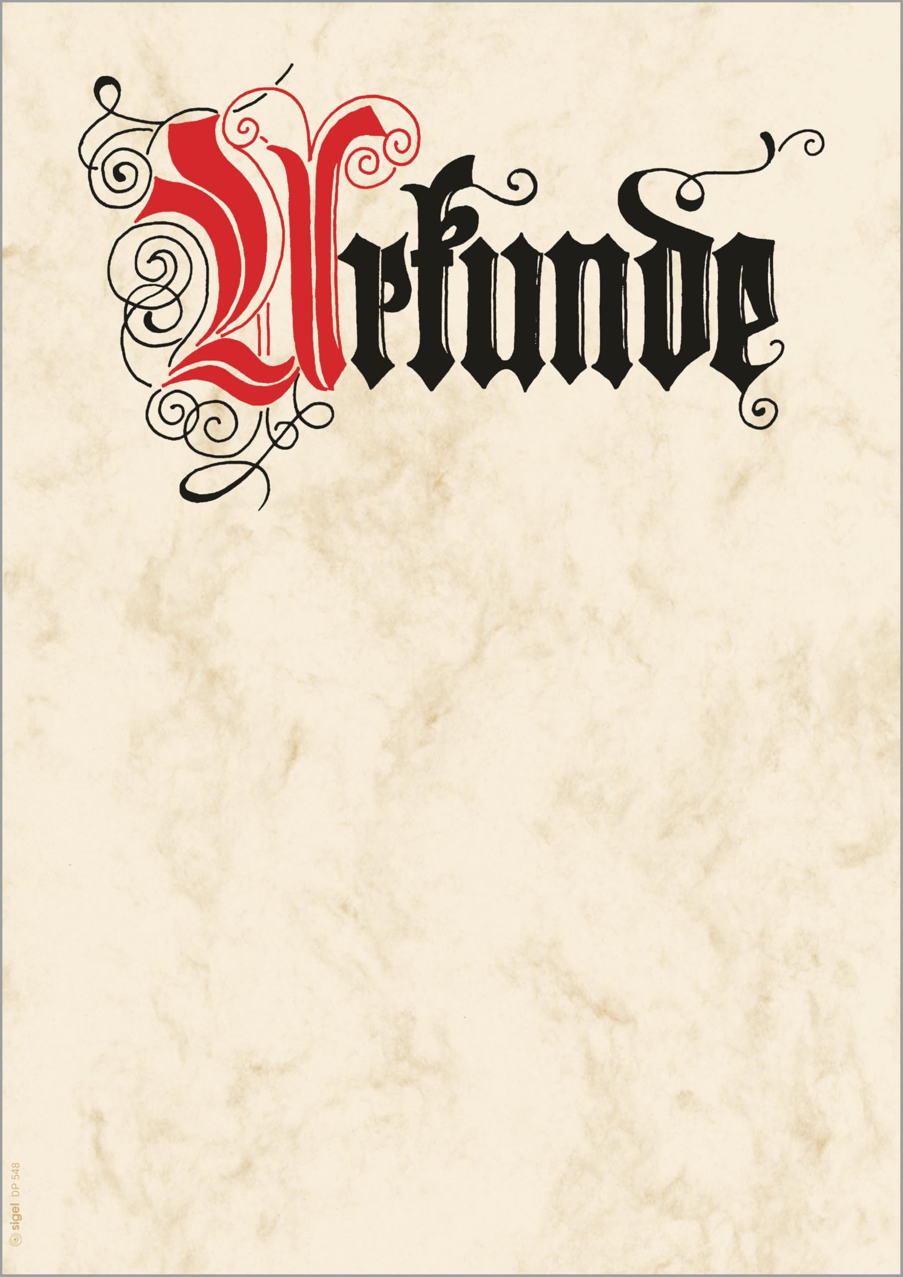 Sigel DP548 Letter-Writing Paper Card 185 g DIN A4 12 Sheets with Calligraphy Design ''Urkunde'' (Certificate) [German Import]