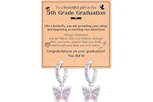 BxkSky Hypoallergenic Butterfly Hoop Earrings 5th Grade Graduation Gifts