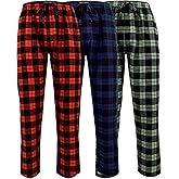 Andrew Scott Men's 3 Pack Cotton Flannel Fleece Brush Pajama Sleep & Lounge Pants