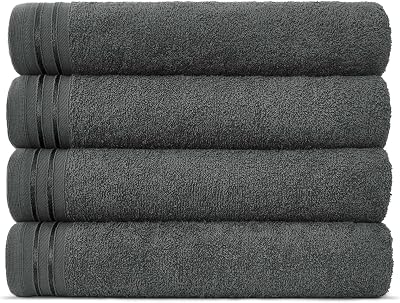 Lions Bath Towels Set of 4 100% Cotton 500 GSM Charcoal 75x135cm